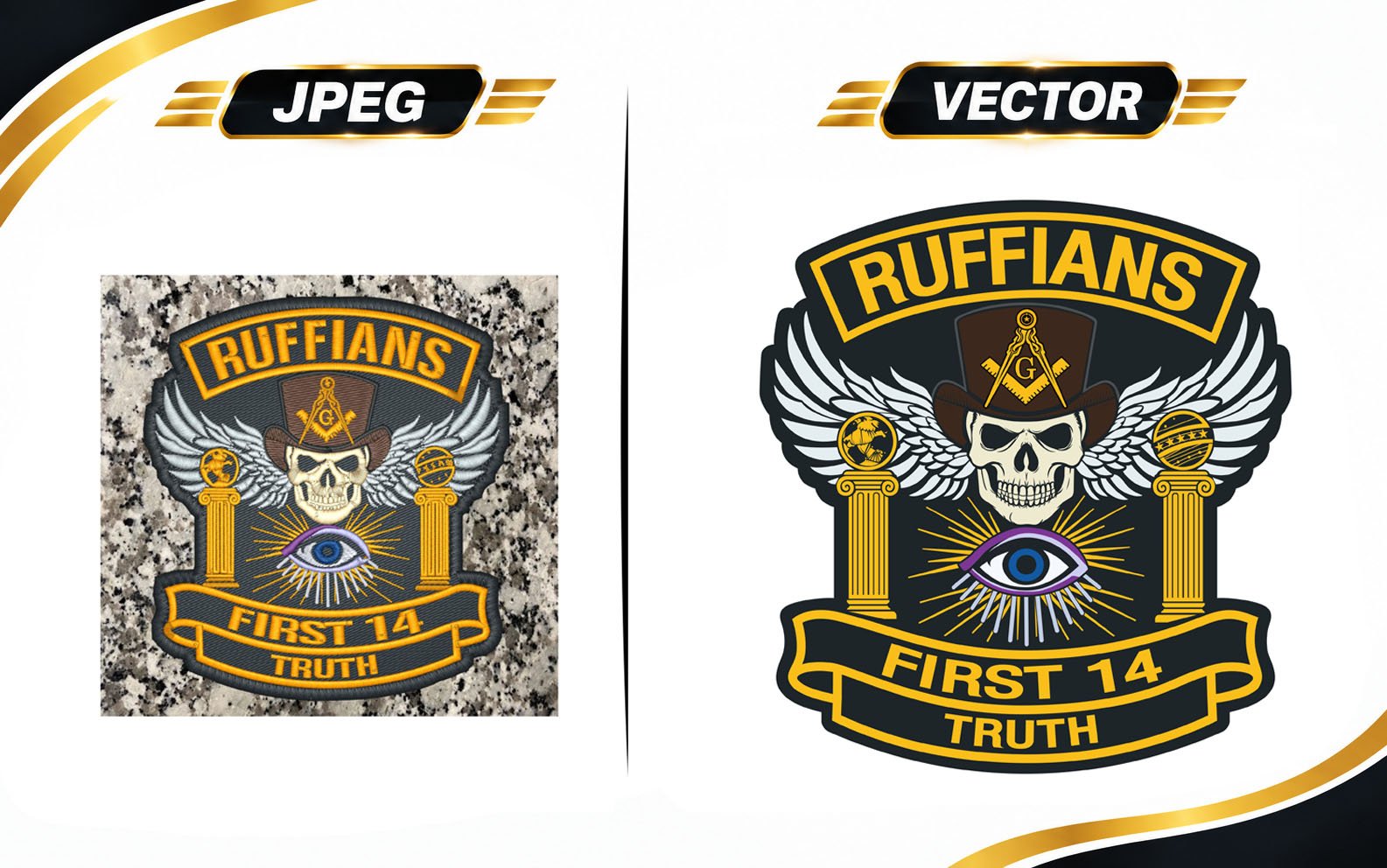 Custom Embroidery Digitizing Ruffians Patch